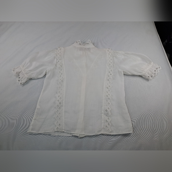 Frame Women's Embroidered High-Neck Short Sleeve Blouse Top Size S - Picture 13 of 13